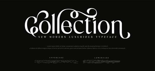 Collection typography beauty fashion elegant minimalist serif italic fonts decorative wedding vintage retro logos. Minimal luxury font alphabet logo. Vector illustration
