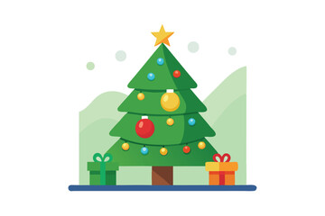 christmas-tree-with-lights-and-baubles-on-a-white-.eps