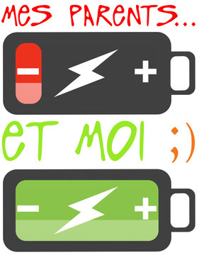 parents moi bebe enfant batterie charge forme epuise fatigue famille humour drole