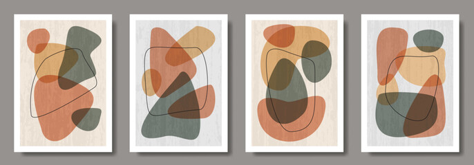 Abstract creative art posters with geometric shapes, textures and lines for interior design. Set of artistic modern trendy backgrounds. Collection of premium art design for cards, cover, banner.