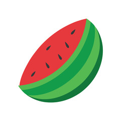 Watermelon juicy slice and rind view Vector illustration on white background