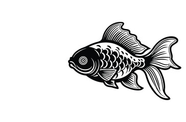 Fish silhouette vector art icon isolated on white, vector illustration