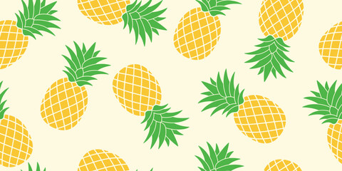 Seamless, fresh yellow pineapple pattern design