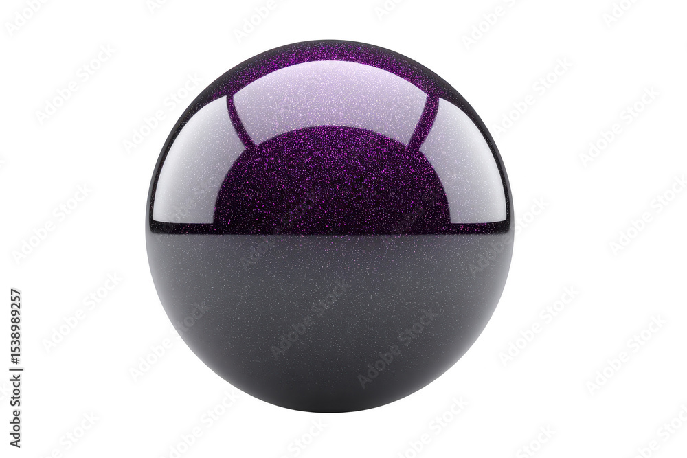 Poster shiny, reflective purple sphere with smooth surface and subtle gradient effect, creating futuristic 
