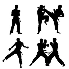 Fototapeta premium Silhouettes of martial artists in various stances