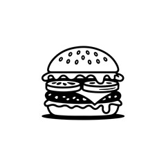 Illustration of burger. Design element for logo, label, badge, emblem. Vector illustration