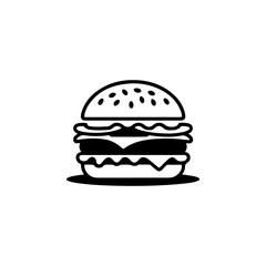Illustration of burger. Design element for logo, label, badge, emblem. Vector illustration