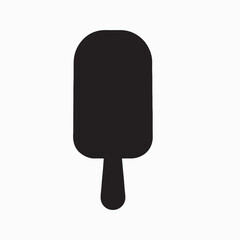 Vector silhouette of a rectangular chocolate-coated ice cream bar with a large, clean bite taken out. Sharp, precise lines, high contrast, black on white, graphic design.