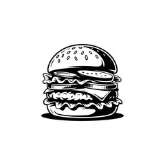 Illustration of burger. Design element for logo, label, badge, emblem. Vector illustration