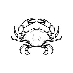 Crab icon isolated on white background. Design elements for logo, label, emblem, sign. Vector illustration