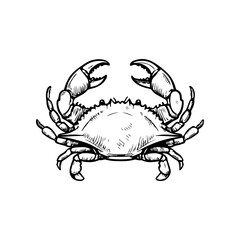 Crab icon isolated on white background. Design elements for logo, label, emblem, sign. Vector illustration