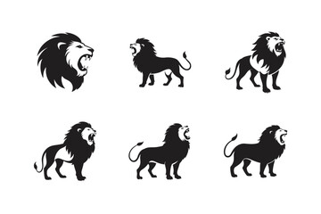 majestic lion roaring vector art silhouette