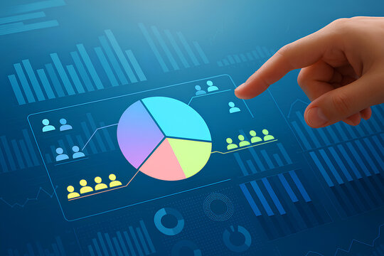 Market Research and Marketing Analytics – Analyst Interacting with Charts and Graphs for Customer Survey and Statistical Data Analysis