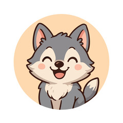 Obraz premium Cute baby wolf mascot vector in circle shape