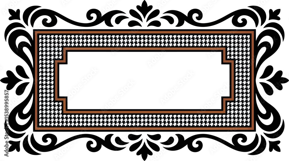 Poster vintage frame vector design with houndstooth pattern for invitation card and decorative element art 