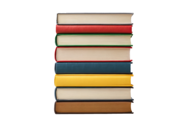 Neat stack of colorful hardback books