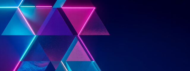 Abstract neon triangle background wallpaper glowing shapes geometric design modern futuristic technology backdrop