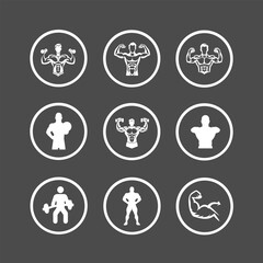 Bodybuilding Icon set for Fitness Logos and Branding