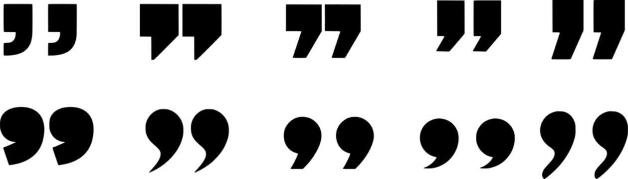 Set of quote mark. Quotes icon vector set. Quotemarks outline, speech marks, inverted commas or talking marks collection. Black quotes icon. Vector illustration