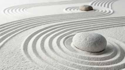 Fototapete Rund Serene zen garden with smooth stones and sand © Amina
