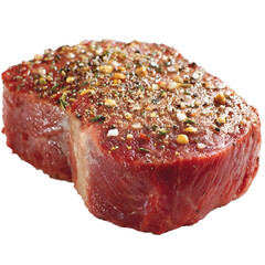 Preparing Raw Steak with Herbs and Spices for Cooking
