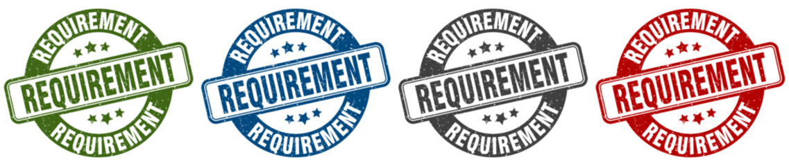 requirement stamp. requirement round stamp set isolated on white background