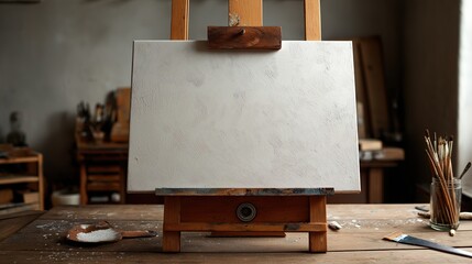 Blank Canvas on Artist's Easel Ready for Creation