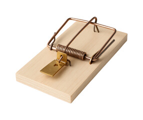 Classic Wooden Mouse Trap for Effective Rodent Control, Featuring Durable Metal Mechanism, Ideal for Home and Garden Use, Isolated on Transparent and White Background