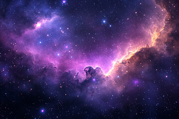 Obraz premium Colorful nebula observed in deep space showcasing vibrant shades of purple and cosmic dust
