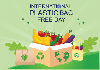 International Plastic bag Free Day celebration vector graphic design illustration. Eco friendly.