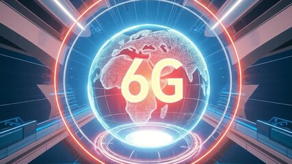 Futuristic 6G Technology Visualization Displaying Global Connectivity in High Definition - Powered by Adobe