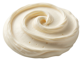 Isolated swirl of creamy frosting or icing for cake decorating and desserts use on transparent background