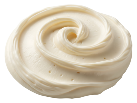 Isolated swirl of creamy frosting or icing for cake decorating and desserts use on transparent background