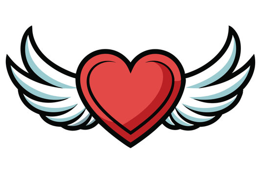 Corazon con alas vector illustration of love heart with wings in romantic tattoo style