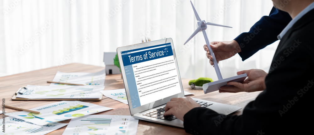 Poster online term of service conditions showing brisk rules and regulations in using the website on device