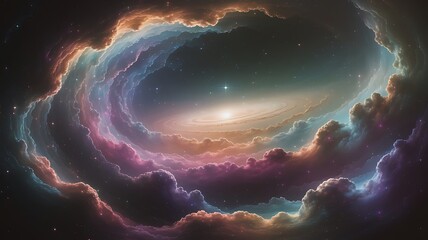 Abstract Galaxy Scene with Colorful Space Waves