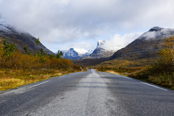 Autumn landscape in Trollstigen road in south Norway in Europe