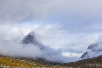 Autumn landscape in Trollstigen road in south Norway in Europe
