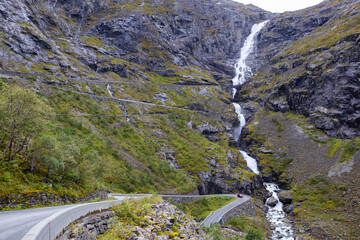 Motorhome camper in autumn in Trollstigen road in Norway, Europe