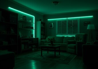 Green LED Strip Lights Transform Living Room Ambiance