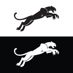 Jumping tiger silhouette vector illustration.
