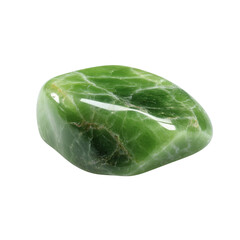 Fototapeta premium polished green Nephrite (jade) mineral gem stone isolated on white or transparent background 