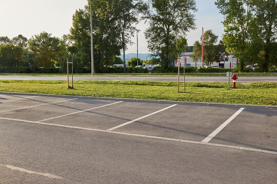 Car park with empty parking spots