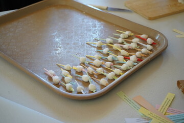 Sugary mantinades are traditional sweets of Crete, Greece. This small piece of candy with the...