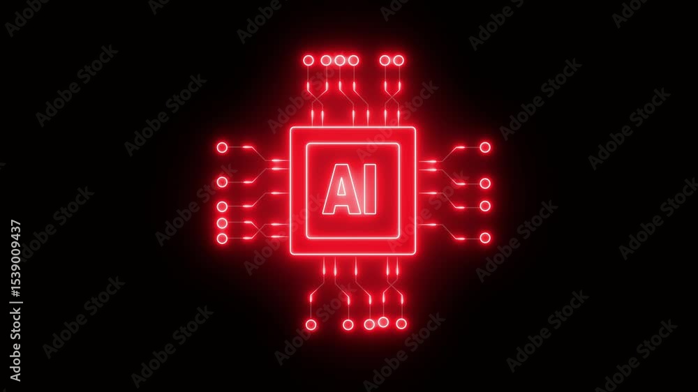 Poster ai hacker holding a glowing red chip symbolizing artificial intelligence in cybercrime, darkweb, and