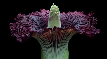 Corpse Flower: A close up studio photo Sumatra Indonesia towering bloom macabre scent rare striking.
