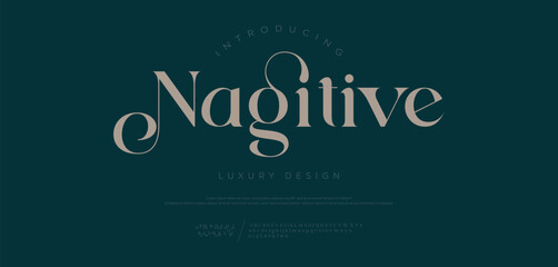 Elegant Luxurious Glamour Exclusive Regular Font. Uppercase Lowercase and Number. Minimal Fashion Design
