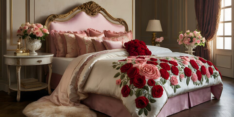 bed in hotel room