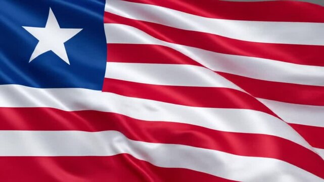 Liberian waving flag background video - Powered by Adobe