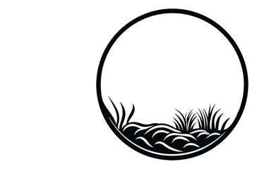 Empty Glass Fish Bowl with Aquatic Plants – Vector Illustration